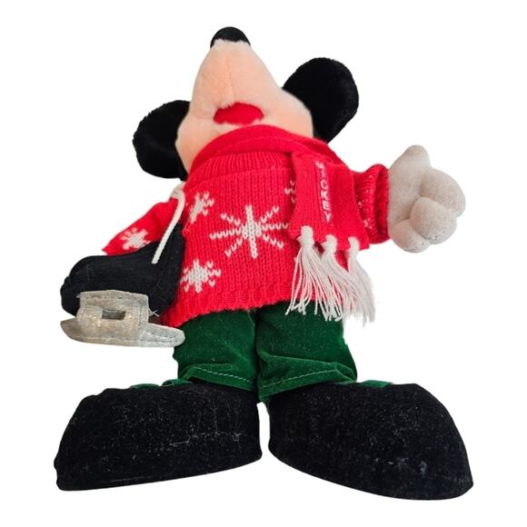 Vintage Disney Holiday Mickey Mouse Sweater & Ice Skates 12" Stuffed Plush Toy - Picture 6 of 10